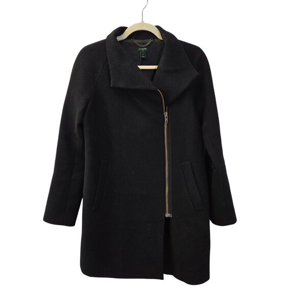 J. Crew Suiting Wool Blend Asymmetrical Zip Coat Size 0 - Picture 1 of 6